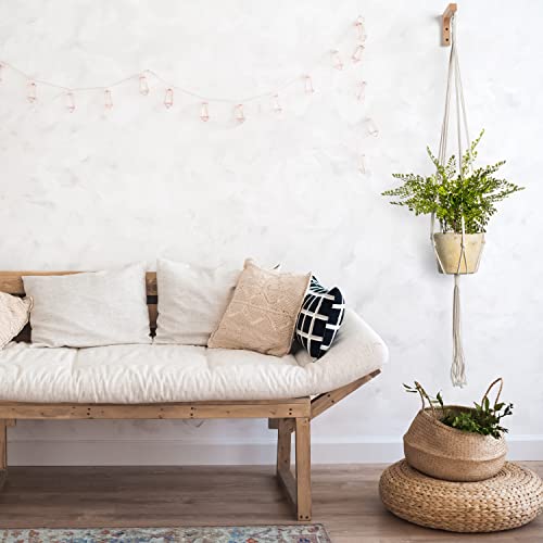 Atearth Macrame Plant Hanger & Mount - Simple Modern Macrame & Wooden Bracket Wall Hook & Flower Pot Holder Kit, Wood Bracket Plant Stand & Hanging Planter Basket Indoor Handmade Cotton Rope #TOP1