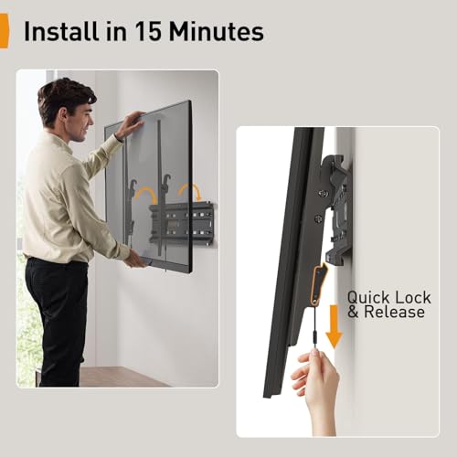 Perlegear TV Wall Bracket for Most 37–82 inch LCD LED OLED Flat Curved TVs up to 45kg, Low Profile Tilt Wall Brackets, Ultra Slim Heavy-Duty TV Wall Mount with Max VESA 600x400mm, PGLT4 - Image 5