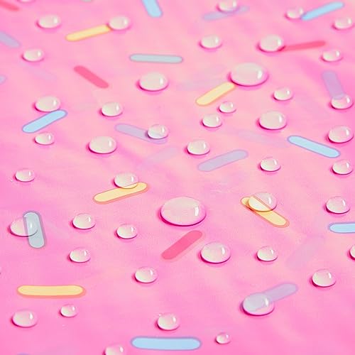 Image of BLUE PANDA 3-Pack (3 Tablecloths) Pink Donut Party Table Covers | Disposable Plastic Sprinkle Tablecloths | Waterproof Surface Protection Birthday Decorations for Kids - 54x108 in