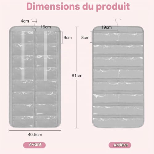 EEEKit Organisateur de Lunettes de Soleil Suspendu, 32 Poches Support de Rangement Bijoux et Lunettes Double Face, Porte-Rangement Anti-Poussière Murale avec Crochet – vue 2