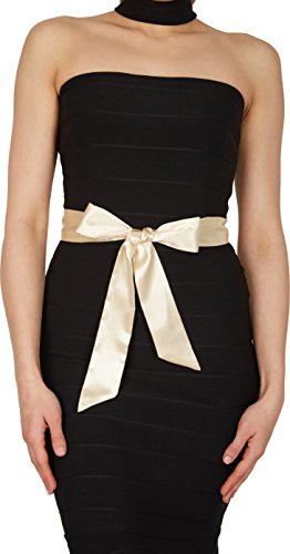 BlackButterfly Satén Cinta Comtirón Boda Dama De Honor (Oro champán, 5 x...