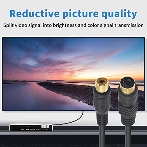 Poyiccot 4Pin S-Video To Rca Cable, 2Pack S Video To Composite Video Adapter Cable, Mini Din 4 Pin S Video Male To Rca Female S-Video Cable For Pc Computer Video Av Projector, 15Cm/5.9Inch #TOP3