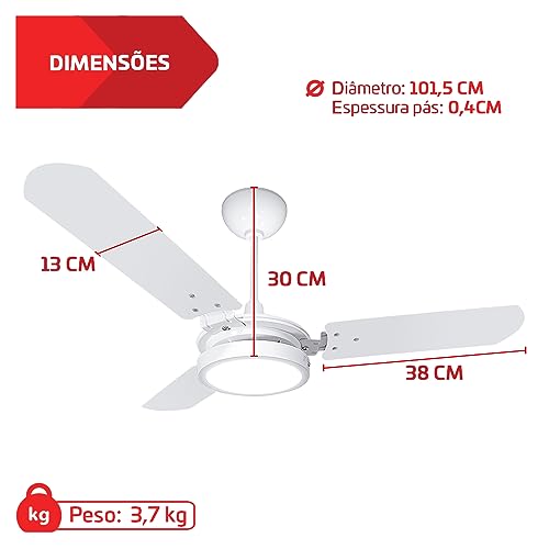 Ventilador De Teto Potente 150w Branco 127v Valen Led Ventex
