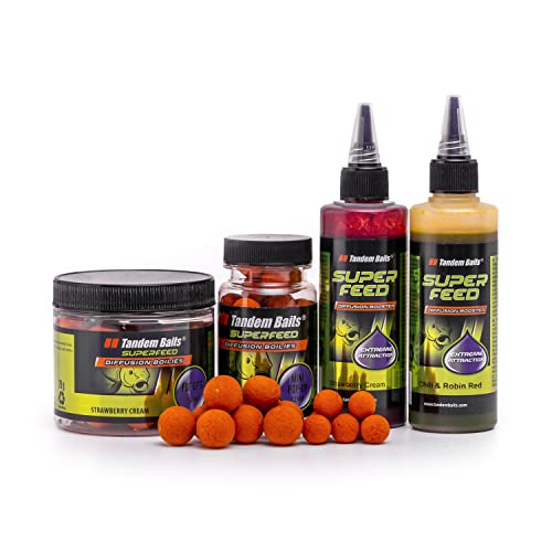 Tandem Baits Juego de 4 cebos difusores de cebos en L | Mini cebos Pop Up Boilies de 12 mm | Pop Up Boilies 16 mm | Difusión Booster atractor | Carpas Pesca Accesorios Profesionales y aficionados