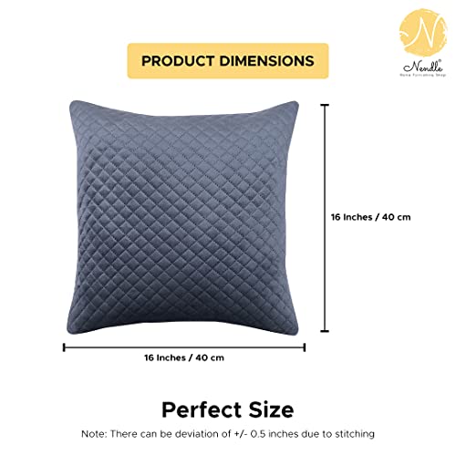 Image of Nendle Luxurious Soft Velvet Solid Color Quilted 210 TC Cushion Covers 16 Inch X 16 Inch Set Of 5 (Grey, 40 * 40 Cm)