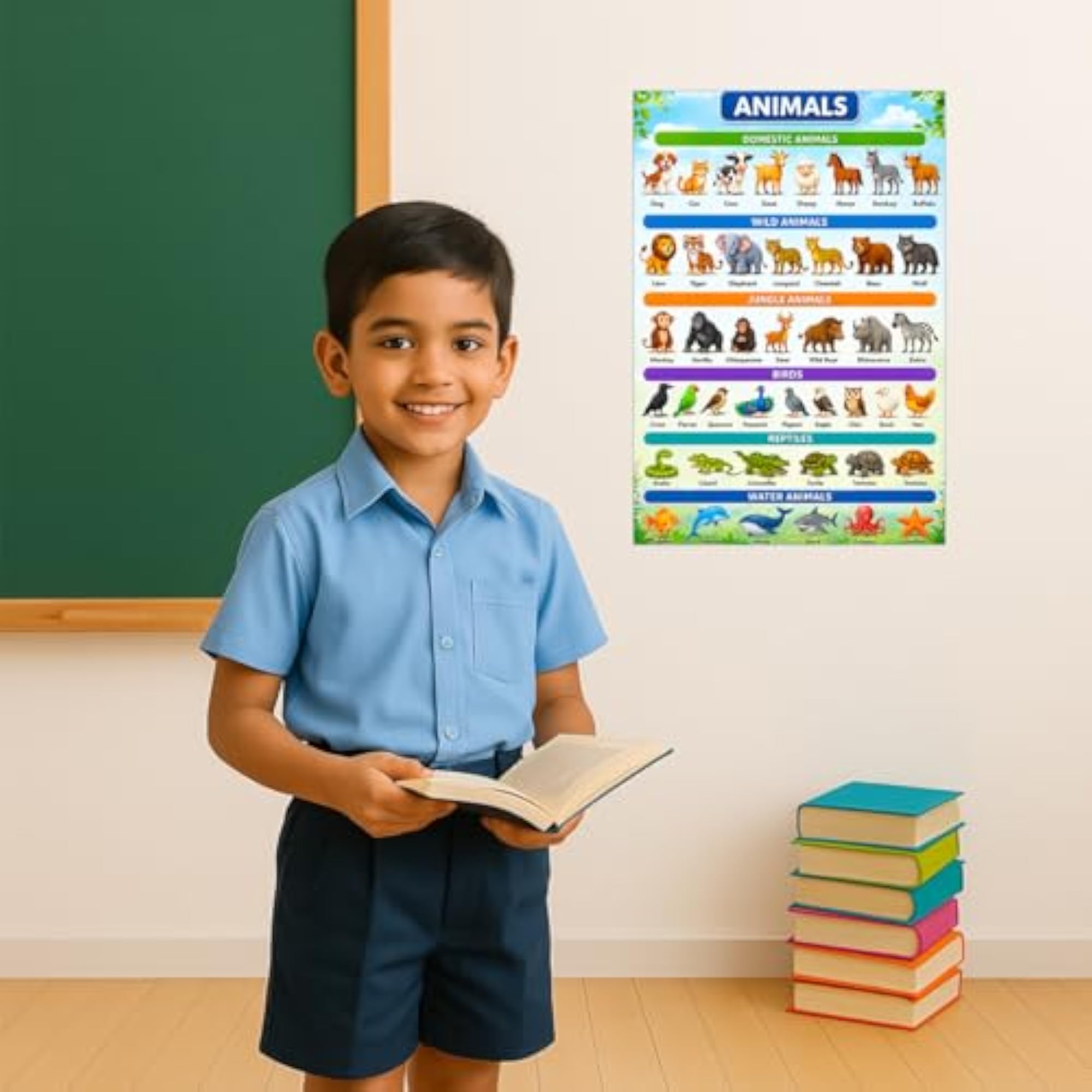 Animals Names Wall Sticker for Kids Learning Chart