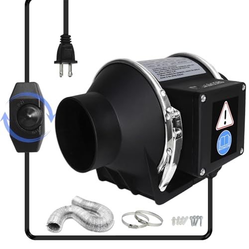 3-Inch Inline Duct Fan with Variable Speed, Low Noise