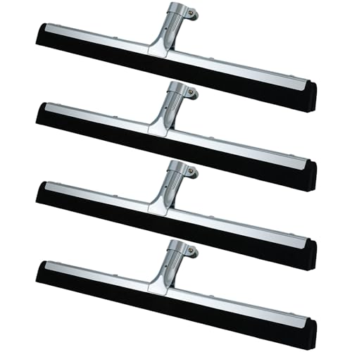 Lasnten 4pcs Double Foam Floor Squeegee for Concrete Industrial Floor Scrubber Stainless Steel Cleaning Squeegee with Rubber Heavy Duty Broom EVA Foam Blade for Garage Window Pool (18 Inch)