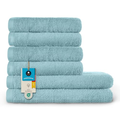 Homewell Handtücher Set - weich und saugstark, 100% Baumwolle, Oeko-Tex 100 Zertifiziert (2 Badetücher + 4 Handtücher, Türkis)