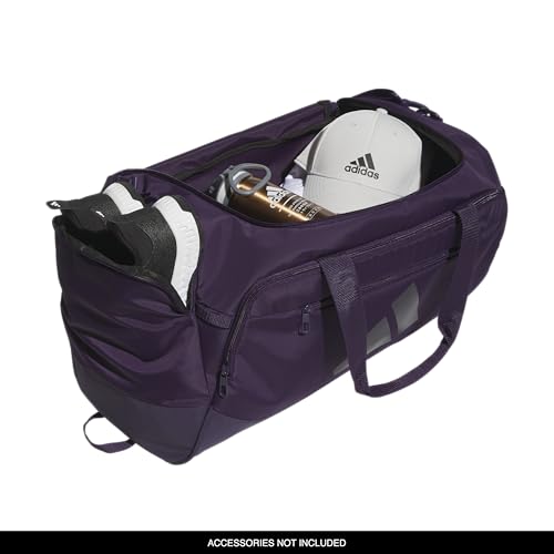 Image of adidas Defender 5 Duffel Bag for Sports, Gym and Travel, Aurora Plum Purple /Aurora Black, OSFA