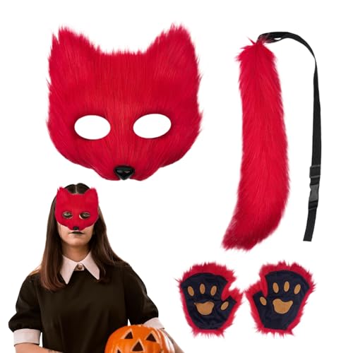 Masque visage de chat et costume de renard pour fête de carnaval adulte