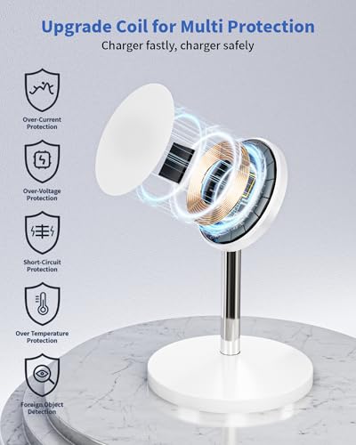 Image of Magnetic Wireless Charger Stand, 25W Fast Mag Safe Charger iPhone Stand, 6FT Magnet Wireless Charging Station Pad with 35W Adapter for iPhone 17 Air 17 Pro 17 Pro Max 16 15 14 13 12, AirPods Pro 2 /3 /4