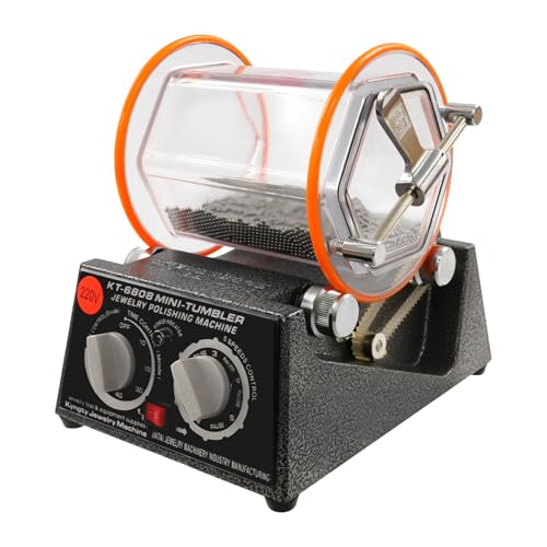 OUBUBY Polishing Machine Jewelry Polishing Machine Polishing Drum Ball Mill Rotary Polisher Polisher 3KG Capacity Rotary Jewelry Polisher Finisher,10-60 min Time Control for Jewelry