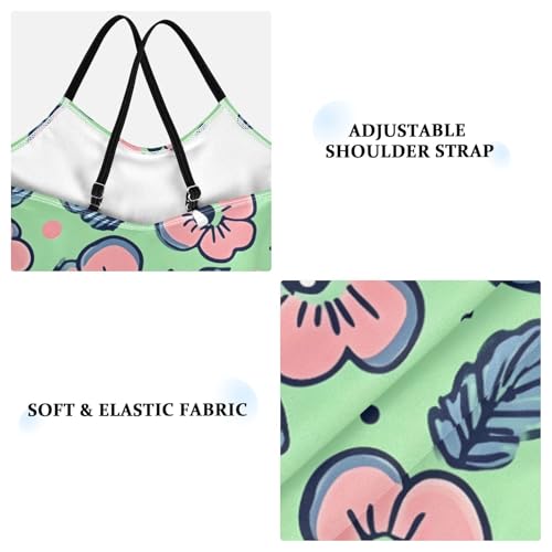 Girls One Piece Swimsuits Small Pink Flower Quick Dry Beach Swimwear Bathing Suit4