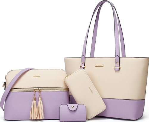 Image of Women Fashion Synthetic Leather Handbags Tote Bag Shoulder Bag Top Handle Satchel Purse Set