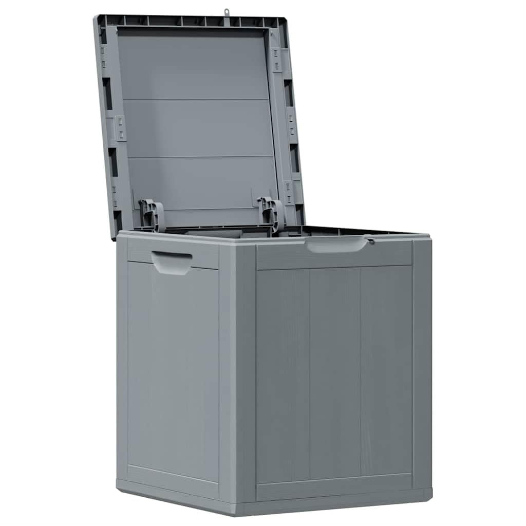 Garten-Aufbewahrungsbox 90 L Grau PP-Holzoptik witterungsbeständig UV-beständig mit Deckel Stauraum für Kissen Polster Terrasse Balkon Outdoor wetterfest