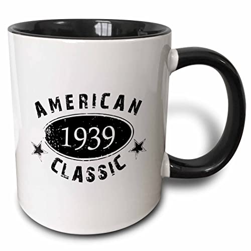3dRose 1939 American Classic Birth Year 11oz Two-Tone Black Mug