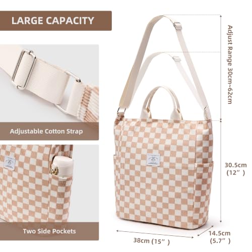 Image of KALIDI Corduroy Tote Bag, Large Slouchy Hobo Messenger Crossbody Bag