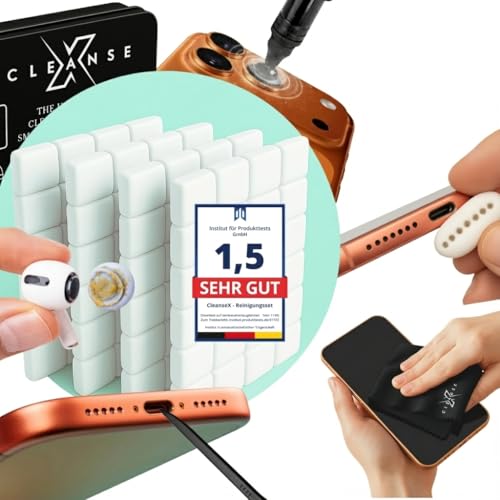 CleanseX® Premium iPhone & AirPods Reinigungsset – Reinigungsknete Handy & Ladebuchse Reiniger (USB-C & Lightning) – Stellt Originalklang Wieder her.