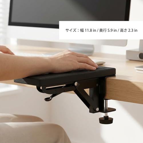 折りたたみ式デスクトップ延長テーブル 肘と腕をサポート 天然素材 穴なし簡単取り付け パソコン作業 在宅勤務 オフィスツール ナチュラル (A,ブラック・カーボンファイバー(直角)) [4]