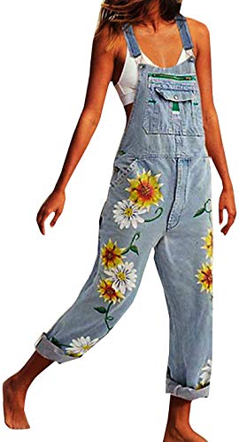 Salopette en denim pour femme fleurie coupe ample Lazutom