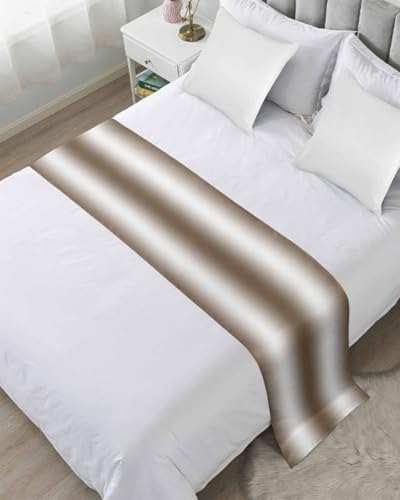 Yukro Gradient Bed Runner Scarf, Brown Gradient Countryside Farmhouse Abstract King Bed Scarf Runner, No Fading Decorative Bedding Scarf for Bedroom Hotels Homes and Guestrooms