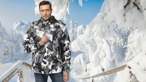 Image of QPNGRP Mens Waterproof Fleece Ski Jacket Windproof Winter Snow Coat