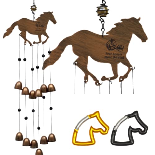 Cantik Horse Wind Chimes & 2 Horse Carabiners. Unique 3Pc Horse Decor Set - Infinity Design Four Hooves Move The Soul - A Beautiful Horse Memorial For The Horse Lover - Wind Chimes Outdoor/Indoor. #TOP14