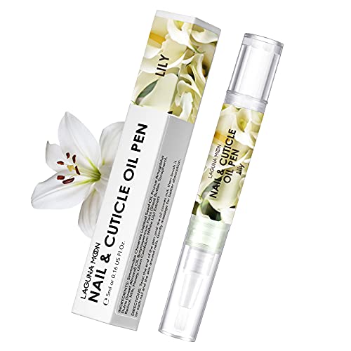 Lagunamoon Cuticle Oil Pen for Nail Care, 5ml Nail Oil Pen with Natural Ingredients to Moisturize and Nourish Dry Nails and Cuticles, Cuticle Oil to Prevent Nail Cracking and Hangnails, Lily