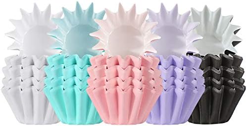 200 Pieces Mini Wave Cupcake Liners Flared Cupcake Baking Cups Wrappers Paper Greaseproof Brioche Mold Odorless Muffin Liners Wraps Muffin Case Trays for Party Decorations (Colorful)