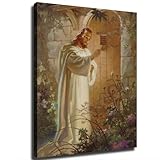 Jesus Christ Knocking At The Door Canvas Poster Modern Aesthetic Picture Wall Art Home Office Decoration Painting Holiday Gift (Unframed,08×10inch)