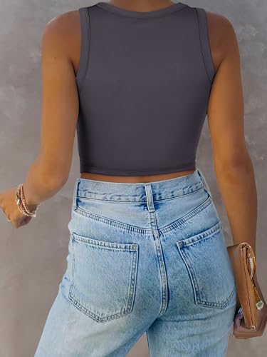 Image of ANRABESS Women Tank Tops High Neck Sleeveless Sexy Cutout Racer Back Going Out Crop Tops Shirts Summer Y2K Outfits