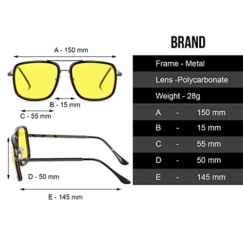 Image of Desire Rocky Square Sunglass for Men Yash, KGF Chapter Sunglasses 100% UV Protection Goggle Alloy Frame