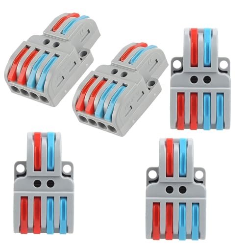 Image of ZIVIK 2 In 4 Out Wire Connector Jointer, 5Pcs Push In Electrical Connectors, Lever Connectors Nuts, Assorted Conductors, Compact Lever Cable Connectors,Plug-in Connector 2-in 4-out (5, 2 In 4 Out)
