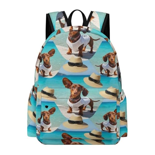 Sac à dos ordinateur portable étudiant léger antivol motif teckel mixte