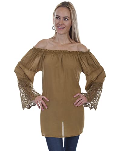 Scully Bardot Elegant Off The Shoulder Blouse Mustard Large #TOP6