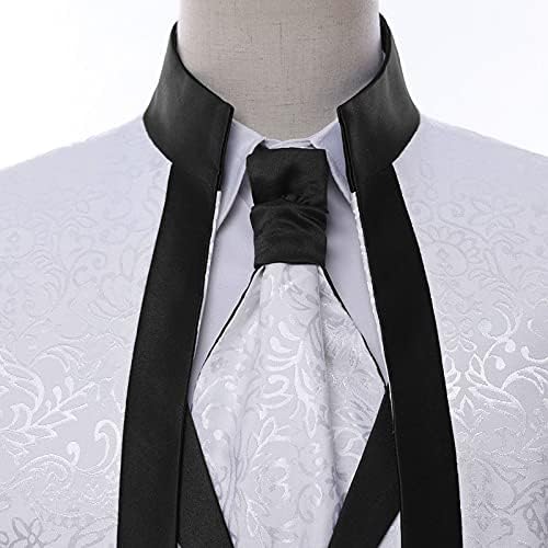 Paisley Slim Fit White Premium Floral Tuxedo Prom Wedding Groom 3 Pieces Suits - Image 5