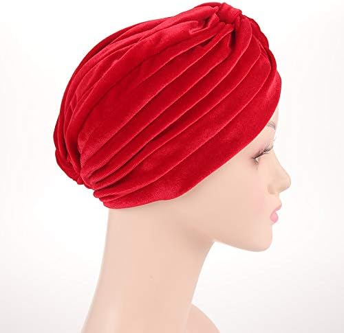 beauty YFJH Pleated Stretch Ruffle Women's Velvet Chemo Turban Hat Wrap Cover - Image 5