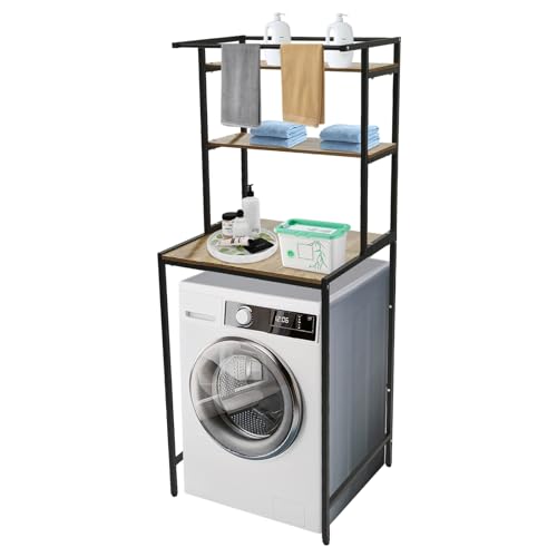 SUONTY Organisateur de rangement pour salle de bain avec 3 étages, meuble de rangement pour machine à laver, organisateur pour salle de bain à économie...