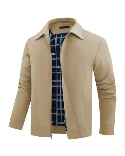 Autsel Casacos para homem casacos corta-vento leves casaco de beisebol casual roupa desportiva de verão ao ar livre Kaqui L