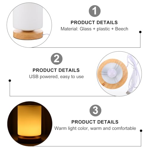 Lámpara de mesa de noche LED de madera con control táctil miniatura 6