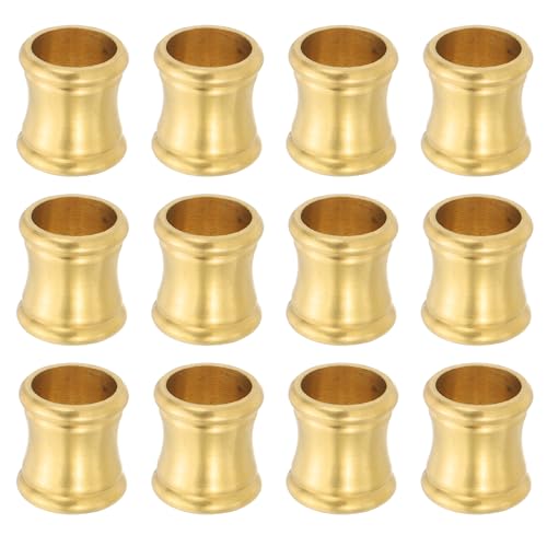 Image of PATIKIL Lamp Solid Brass Neck, 12 Pcs Turned Brass Spindle Slips Lamp Finial Pipe Light Fixture for 1 /8 IP or M10 Lamp Rod Light Repair Decoration, 14x15mm