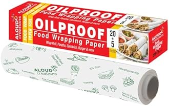 ALOUD CREATIONS 25 Meter Food Wrapping Paper Roll | Wrap Roti, Parantha, Sandwich, Burger & More | Keep Food Safe & Fresh | Oilproof Reusable Paper Wrap | Extra Wide 11 Inch | Paper Foil | Pack of 1