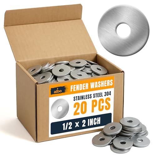 ALBO 20 Pcs 1/2" x 2" 304 Stainless Steel Fender Flat Washers