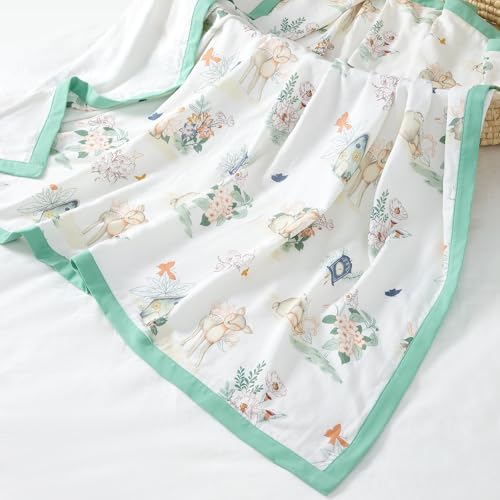 Image of Muslin Baby Blanket - Lightweight Breathable Cooling Blanket, 70% Rayon Derived from Bamboo and 30% Cotton for Summer, 4 Layers Soft Summer Toddler Baby Quilt 55 inchx 43 inch (Elk)