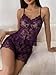 Avidlove Sexy Pajama Set for Women Floral Lace Lingerie Set Sheer Sleepwear See Through Cami Shorts 2 Piece (Deep Purple,L)