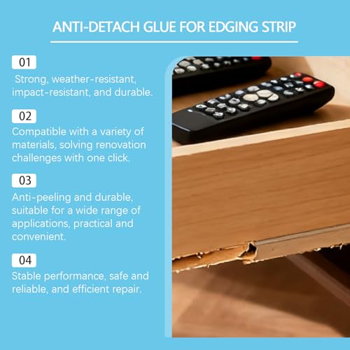 Edge Strip Anti-Detachment Glue,Universal Super Glue Gel Strong Adhesive with Tools,für Kunststoff,Gummi,Metall,Holzfurnier,150ML