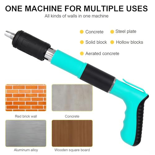 Image of SONEE Concrete Nail Gun Kit, 5 Speed Adjustable Manual Nail Gun for Concrete, Woodworking Decoration Nailer Gun, Wall Fastening Tool (Green)