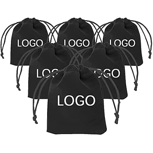 TOPTIE 50Pcs Custom Velvet Gift Bags 6x8 Inch with Your Logo Printed