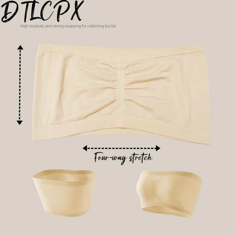 Women's Strapless Bras Seamless Stretchy Bandeau Non-Padded & Comfort Fit,4 Pieces in Multi Color - Image 5